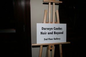 The gallery showing took place on the second floor of the Gladstone Hotel. A simple sign directed visitors up the winding stairs to the exhibit.