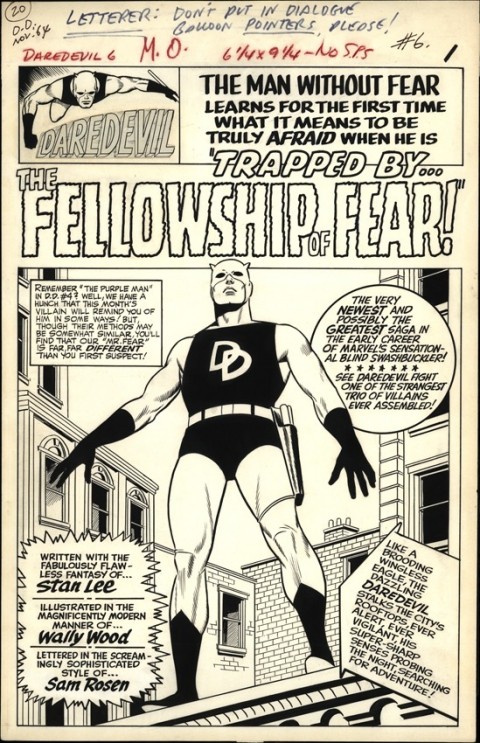 Daredevil 6 splash by Wally Wood