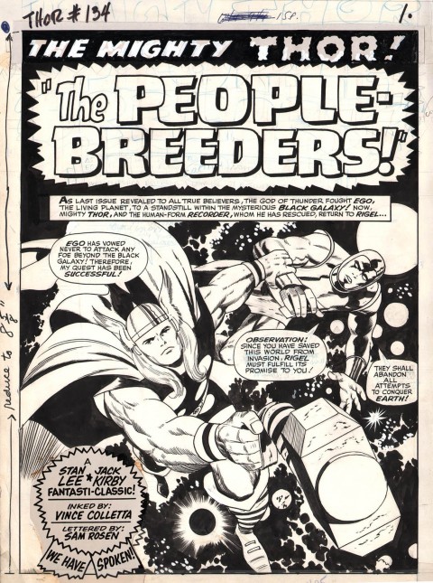 Thor issue 134 page 1 by Jack Kirby and Vince Colletta