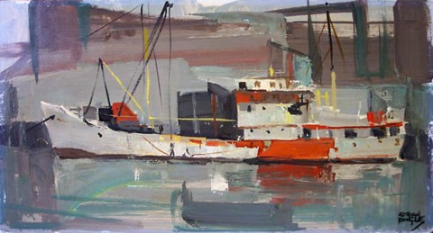 Red and Gray, Gloucester Harbour c. 1965 by Dingle