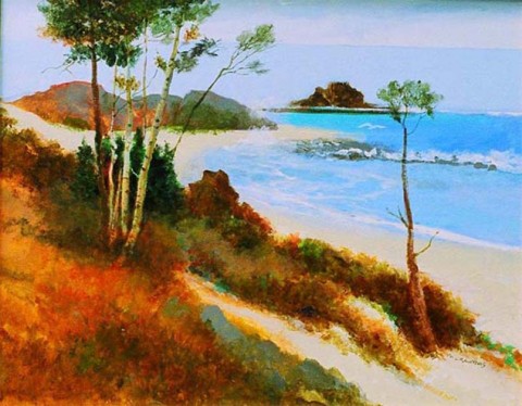 Carolina Beach, Watercolour by Mel Crawford