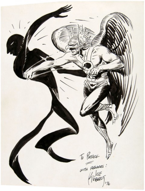 Hawkman Punching Shadow Thief by Joe Kubert