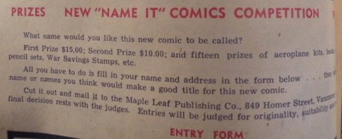 Contest from the only issue of "Name-It" Comics