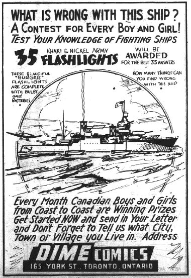 Contest from the first issue of Dime Comics