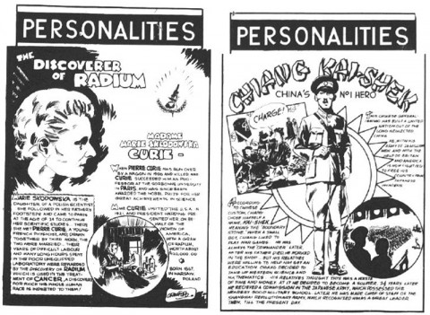 Two Crawford "bio" pages from Dime Comics No. 6 and 7