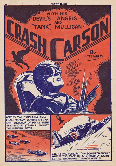 The first Crash Carson splash page from Wow Comics No. 8 but done by Edmond Good