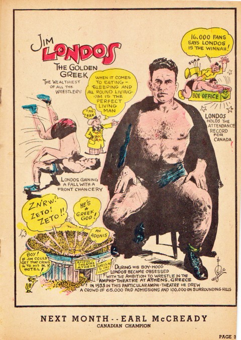 Jim Londos' profile on p.33 from Wow comics No. 1.