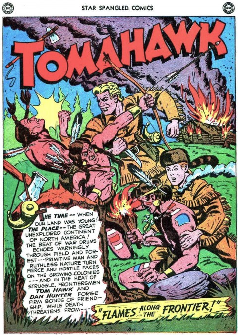 The first Tomahawk splash from Star Spangled Comics 69 drawn by Good