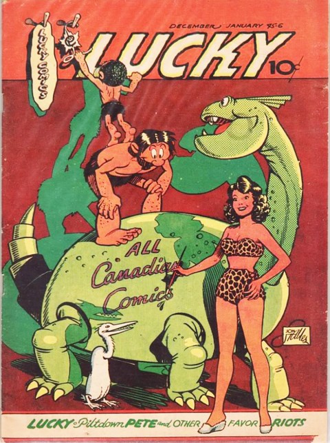 Yot in the foreground on the cover of the Dec. 1944-Jan. 1945 issue of Lucky Comics