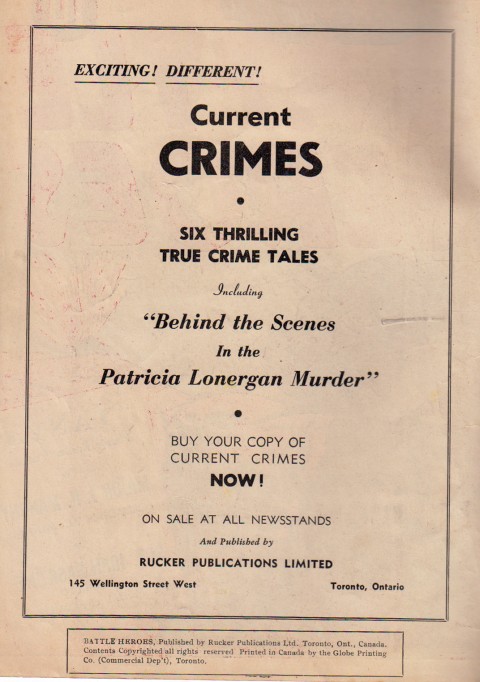 Inside front cover of UN Battle Heroes advertising Current Crimes