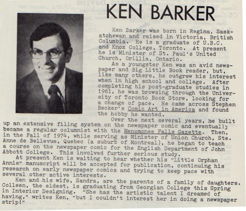 Comic strip historian, Kenneth S. Barker from a 1981 issue of Strip Scene.