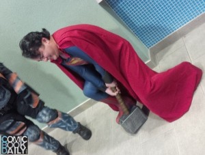 Superman tries to lift Mjolnir