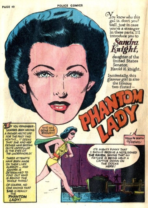 Phantom Lady splash from Police Comics 20