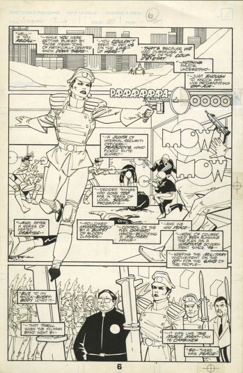 American Flagg issue 50 page 6 by Mike Vosburg.  Source.