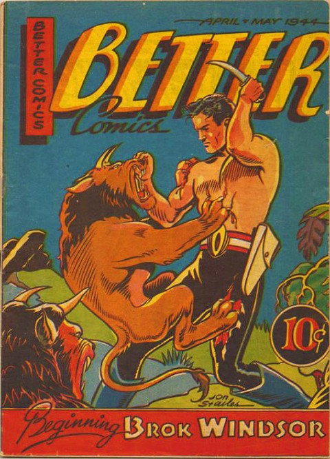 John Stables' cover for the first Brok Windsor appearance from the May, 1944 issue of Better Comics.