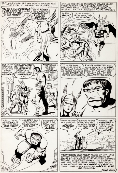 Avengers issue 2 page 22 by Jack Kirby and Paul Reinman.  Source.