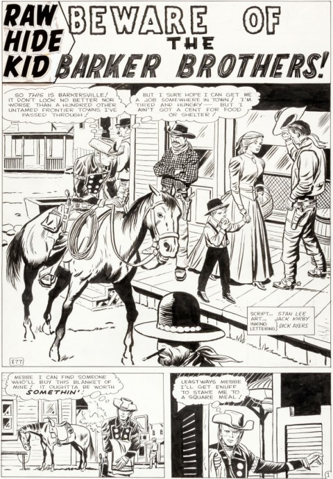 Rawhide Kid issue 32 page 1 by Jack Kirby and Dick Ayers.  Source.