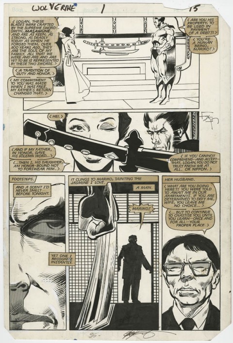 Wolverine issue 1 page 15 by Frank Miller and Joe Rubinstein.  Source.