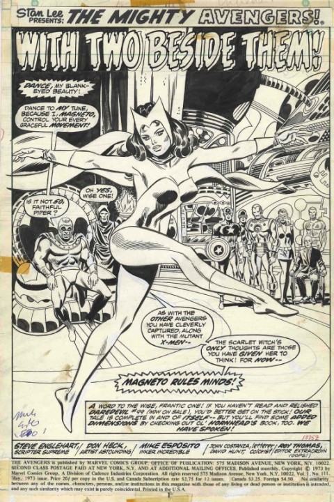 Avengers issue 111 splash by Don Heck and Mike Esposito. Source.