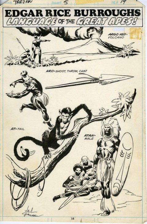 Edgar Rice Burroughs Tarzan issue 5 Pin-Up by John Buscema.  Source.