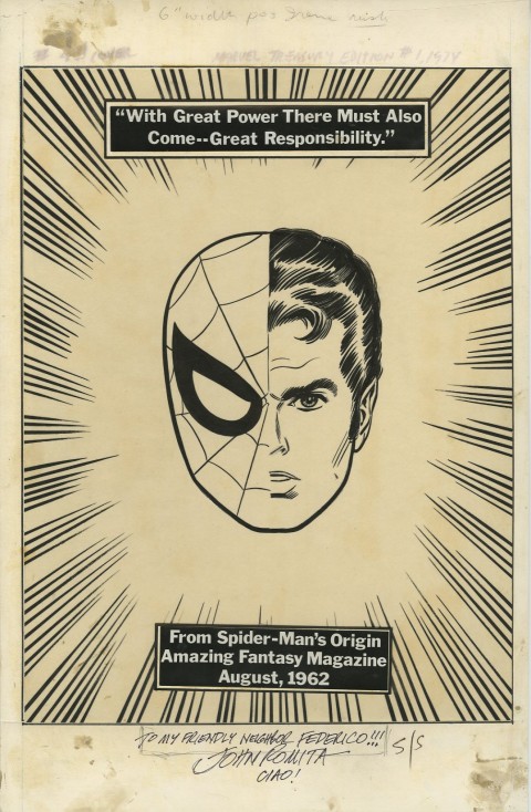 Marvel Treasury Edition issue 1 back cover by John Romita.  Source.