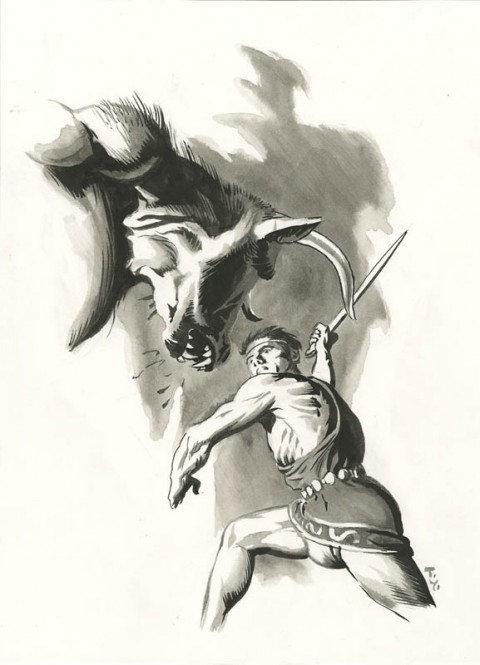 Theseus versus The Minotaur by Thomas Yeates.  Source.