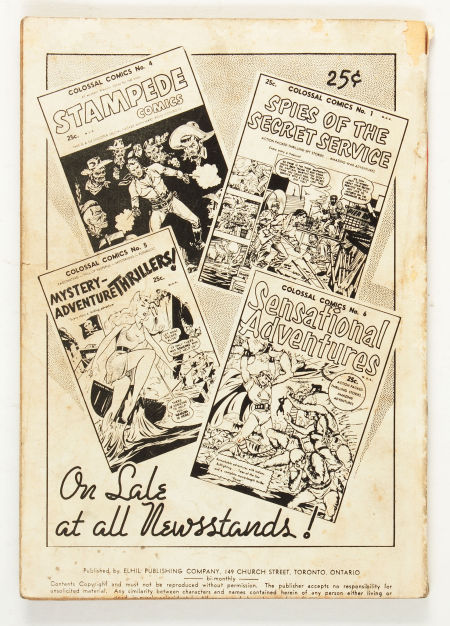 Back cover for Colossal Comics No. 6 showing some then current repacks.