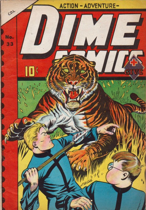 Dime Comics No. 33 from the summer of 1949 and using cover artwork from 4Most Comics No. 34. Notice the original WECA "Dime" Banner