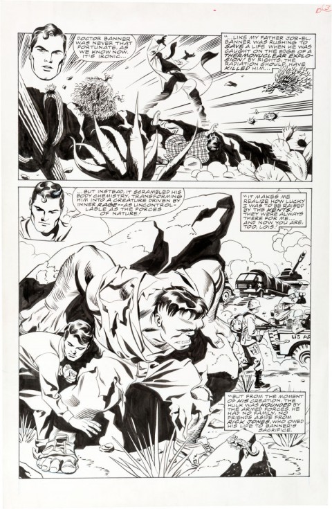 Incredible Hulk vs. Superman Page 3 by Steve Rude.  Source.