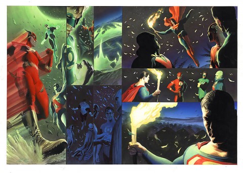 JLA: Liberty And Justice pages 78-79 by Alex Ross.  Source.