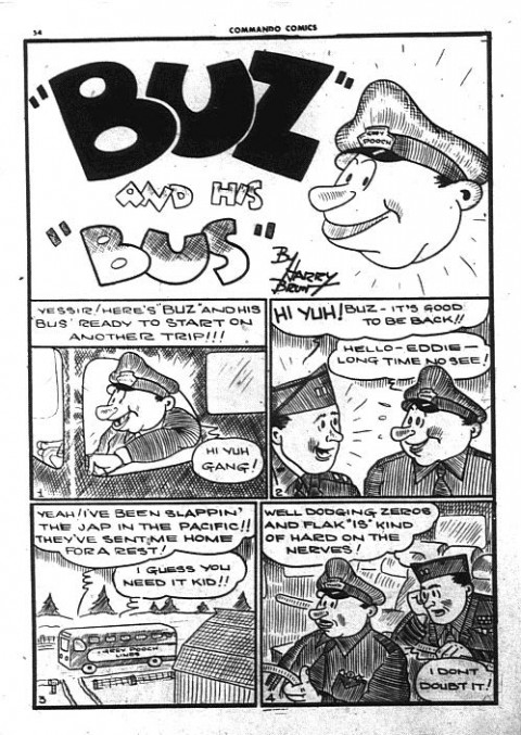 First "Buz" story splash from Commando Comics No. 16