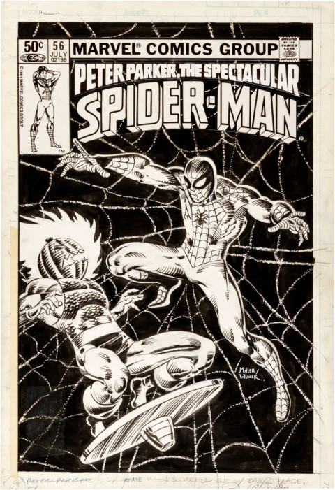 Spectacular Spider-Man issue 56 cover by Frank Miller and Bob Wiacek.  Source.