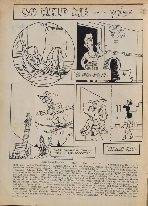 Slam-Bang 7 inside front cover by Bill Thomas