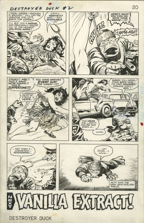 Destroyer Duck issue 2 page 20 by Jack Kirby and Alfredo Alcala.  Source.