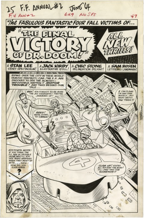 Fantastic Four Annual issue 2 splash by Jack Kirby and Chic Stone.  Source.