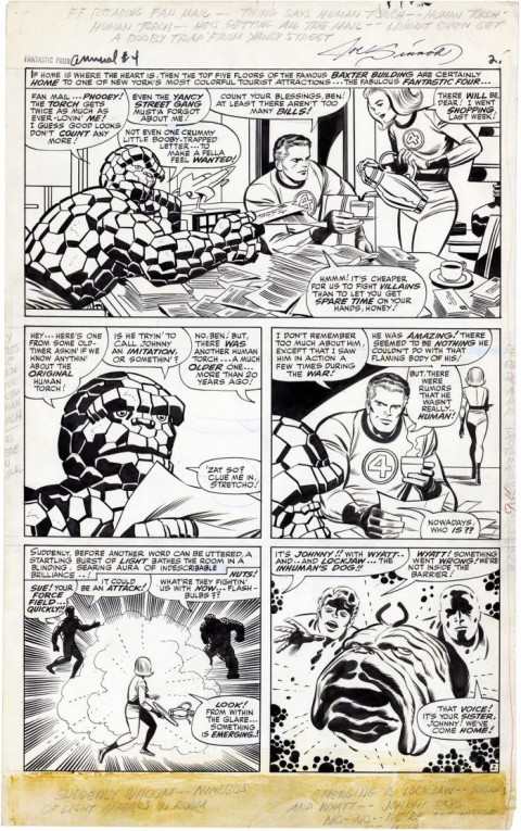 Fantastic Four Annual issue 4 page 2 by Jack Kirby and Joe Sinnott.  Source.