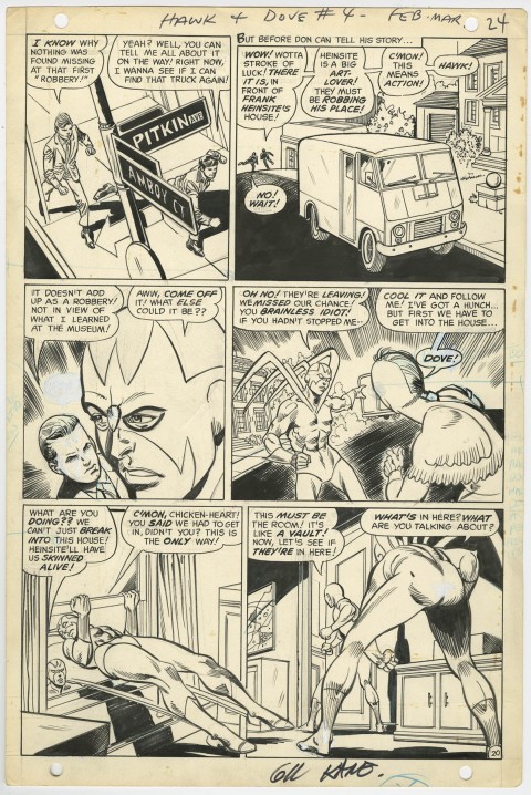 Hawk And The Dove issue 4 page 20 by Gil Kane and Sal Trapani.  Source.