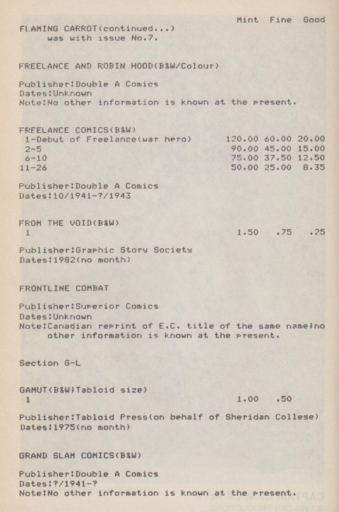 Section from Theaker's pricing effort.