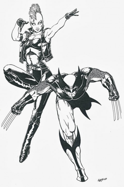 Storm and Wolverine by Art Adams.  Source.