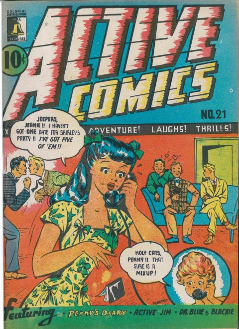 Doris Slater's cover for Active Comics No. 21, the only Bell Features cover drawn by a woman.