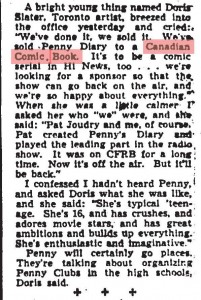 Part of Frank Chamberlain's Radio Column in the Globe & Mail for Nov. 4, 1944.