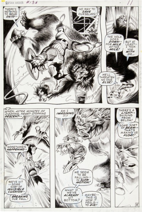 Captain America issue 136 page 8 by Gene Colan and Bill Everett.  Source.