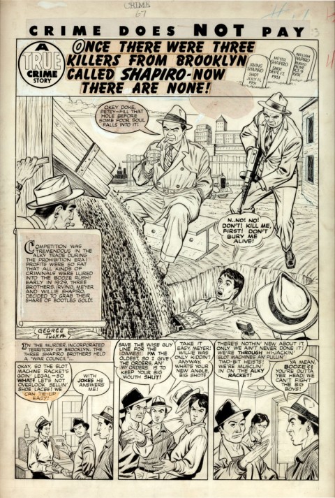 Crime Does Not Pay issue 67 splash by George Tuska.  Source.