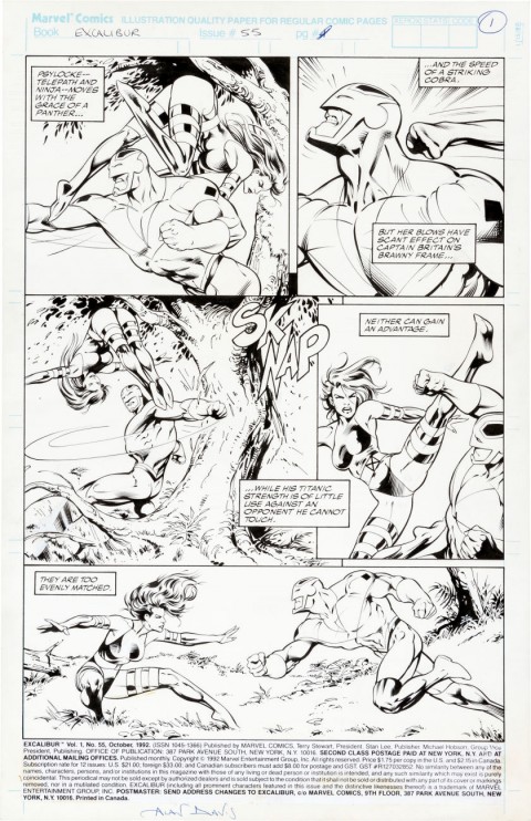 Excalibur issue 55 page 1 by Alan Davis and Mark Farmer.  Source.