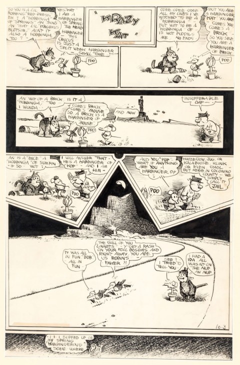 Krazy Kat Sunday 10-3-43 by George Herriman.  Source.