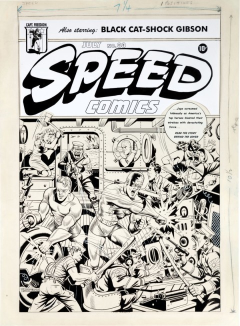 Speed Comics issue 33 cover by Alex Schomburg.  Source.