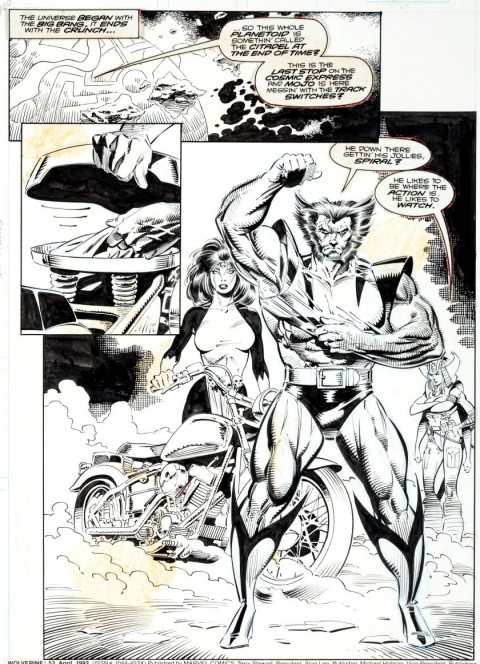 Wolverine issue 53 page 1 by Marc Silvestri and Dan Green.  Source.