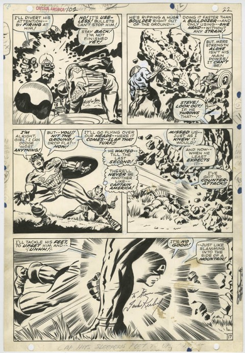 Captain America issue 102 page 17 by Jack Kirby and Syd Shores.  Source.