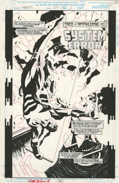 Daredevil issue 327 page 2 by Scott McDaniel and Hector Collazo.  Source.