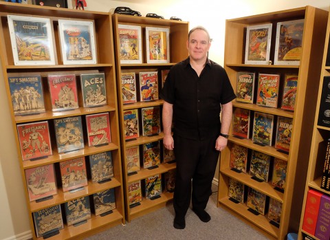 Stephen Lipson in one corner of his collection